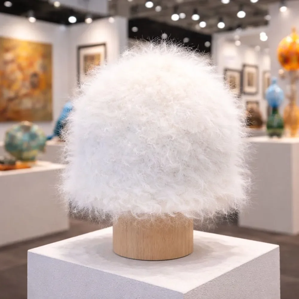 HAND CRAFTED New Fur Ivory White Cream Tone Nuetral Hand Knit Cruelty Free Hat